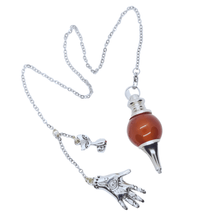 Load image into Gallery viewer, FreeThinkerProject Divination Carnelian Round Dowsing Pendulum Witchcraft Supplies
