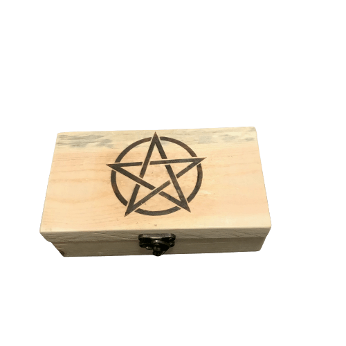 FreeThinkerProject Storage Box Pentacle Wood Storage Box Witchcraft Supplies